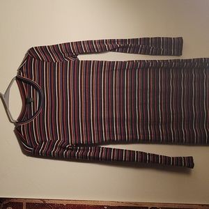 Retro 70's striped long sleeve dress